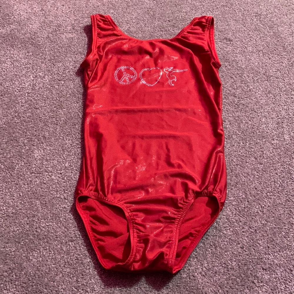 Red Peace Love Gymnastics Leotard